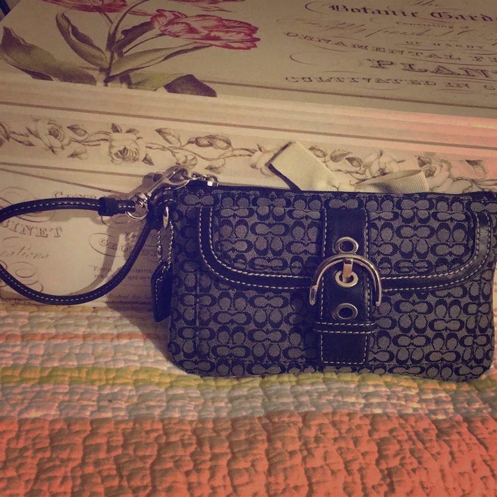 Black and Gray Coach Wristlet